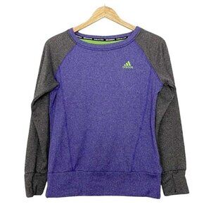 Adidas Sz XS Climawarm Sweatshirt Top Fleece Lined Thumbholes Purple Womens